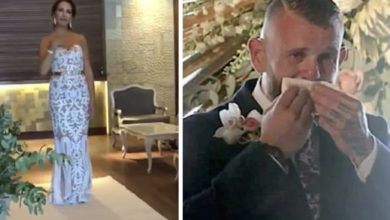 Photo of Deaf groom is confused when bride stops in the aisle and slowly raises her hand