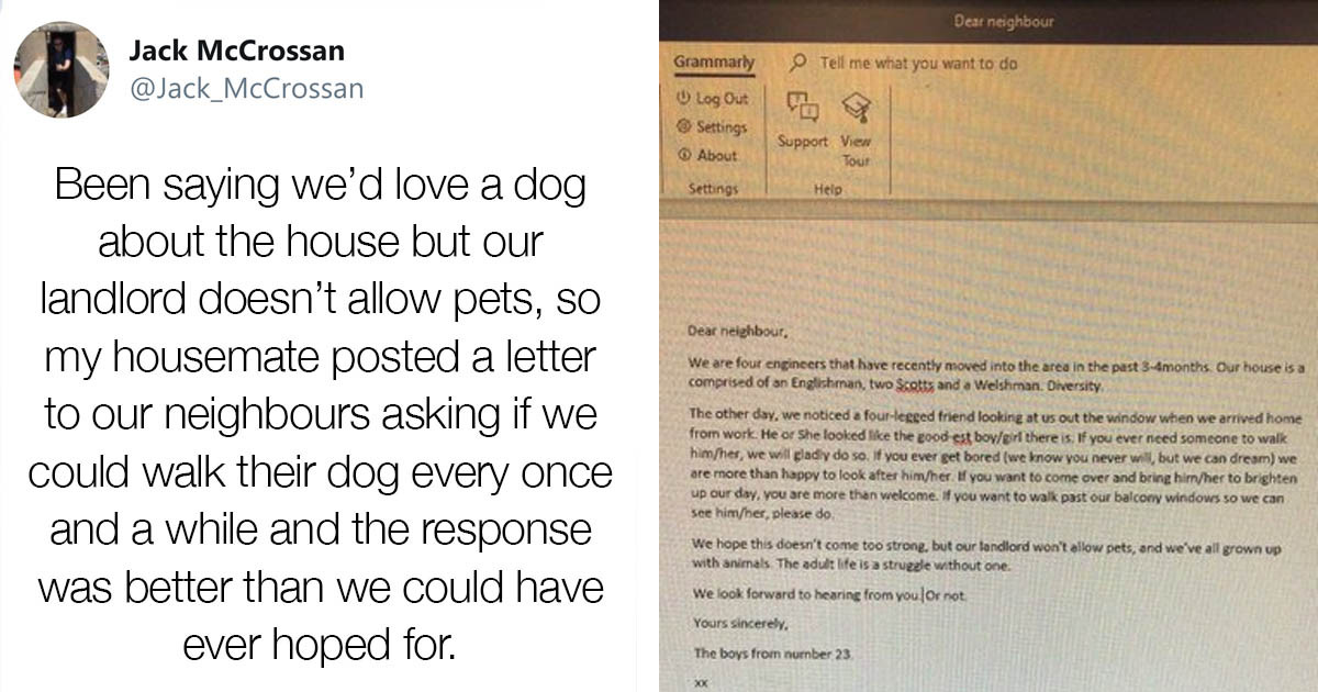 Guys Send Neighbor A Letter Asking If They Can Play With Her Dog And Received A Lovely Response