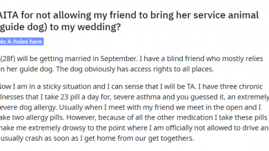Photo of Bride Gets Called Ableist After Disallowing Friend To Bring Their Guide Dog To The Wedding