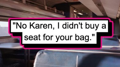 Photo of Train Passenger Takes Petty Revenge On Karen Who Uses Their Seat To Put Their Bag On