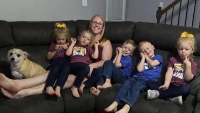 Photo of Dad is massively shamed for putting leashes on his 5-year-old quintuplets