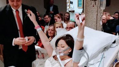 Photo of Woman with cancer gets married in hospital – 18 hours later, husband looks into her eyes and falls apart