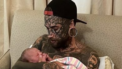 Photo of One cute thing after another: a 24-year-old man with a lot of tattoos gets rid of them for his daughter.