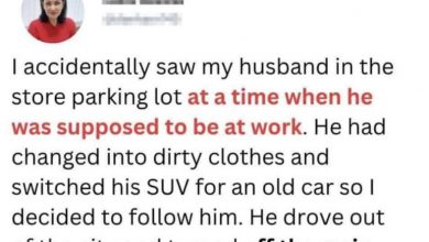 Photo of Lady learns her husband switches from SUV to old cheap car daily and leaves town