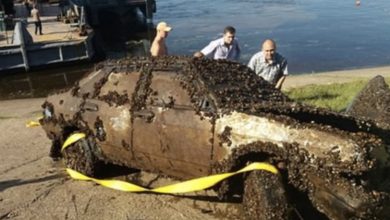 Photo of Bomb discovery! He accidentally found a car at the bottom of the river and called the police