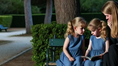 Photo of Woman Unearths Astonishing Secret After Tracking Twin Girls Who Sit Unaccompanied in Park Each Night