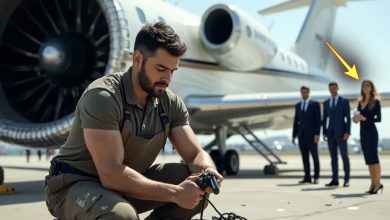 Photo of A modest mechanic climbs onto the tarmac to service a billionaire’s private jet—and what unfolds next is utterly astonishing…