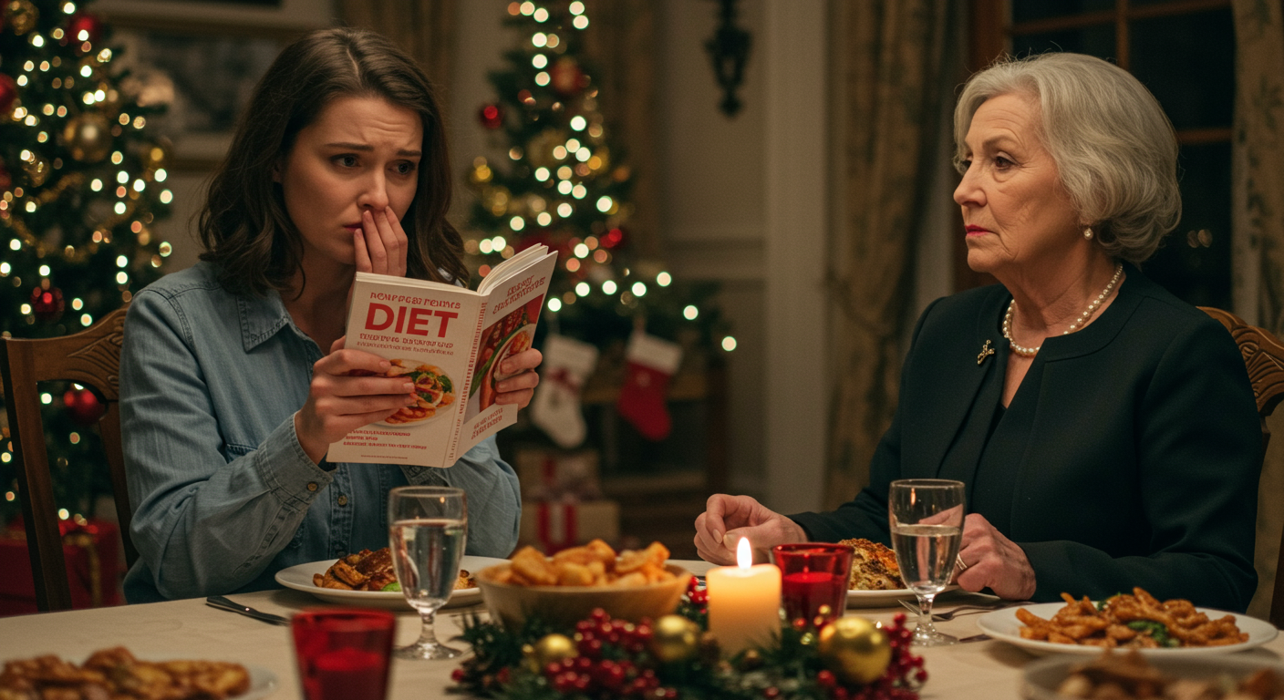 AITA for leaving my husband’s Christmas dinner after his mom handed me a “diet cookbook” as my only gift?