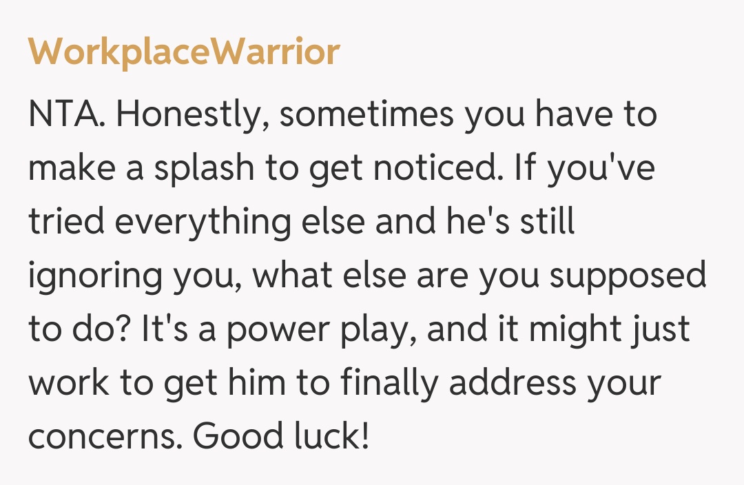 Comentariu de la WorkplaceWarrior