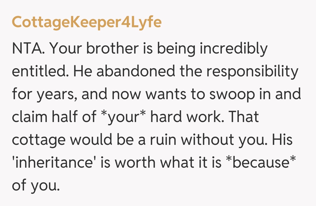 Comentariu de la CottageKeeper4Lyfe