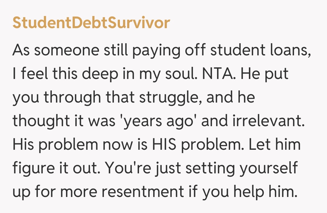 Comentariu de la StudentDebtSurvivor