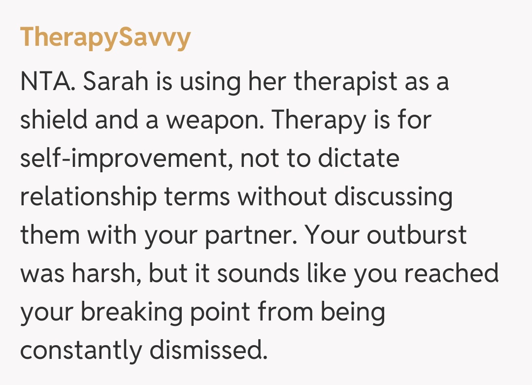 Comentariu de la TherapySavvy