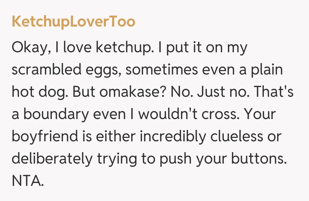 Comentariu de la KetchupLoverToo