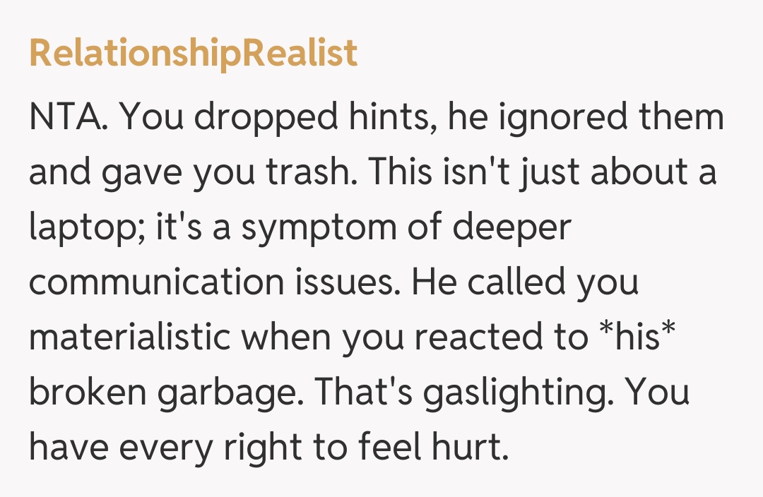 Comentariu de la RelationshipRealist