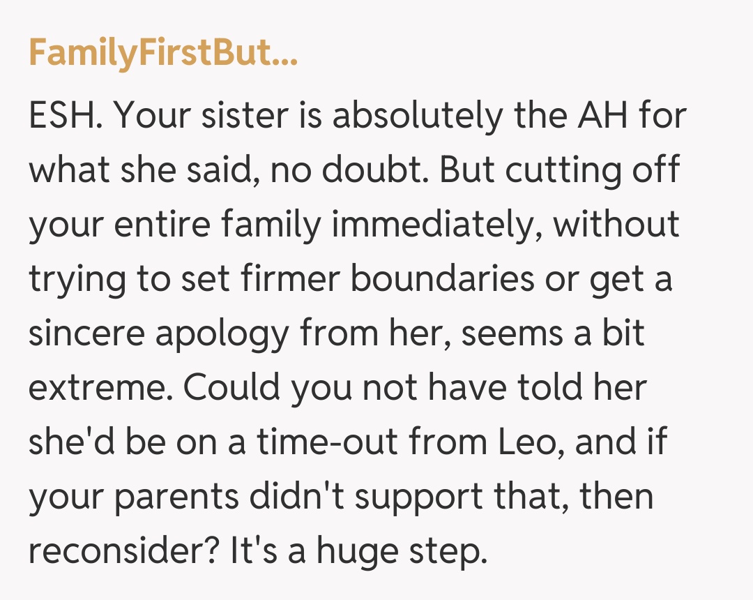 Comentariu de la FamilyFirstBut...