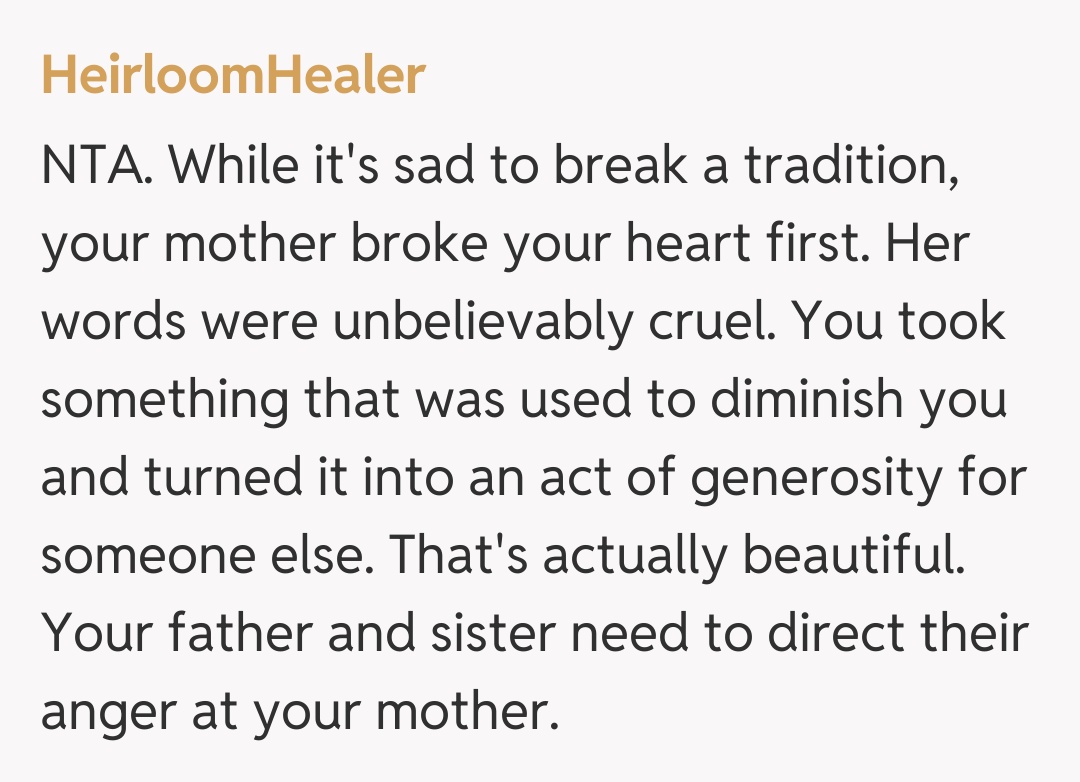 Comentariu de la HeirloomHealer