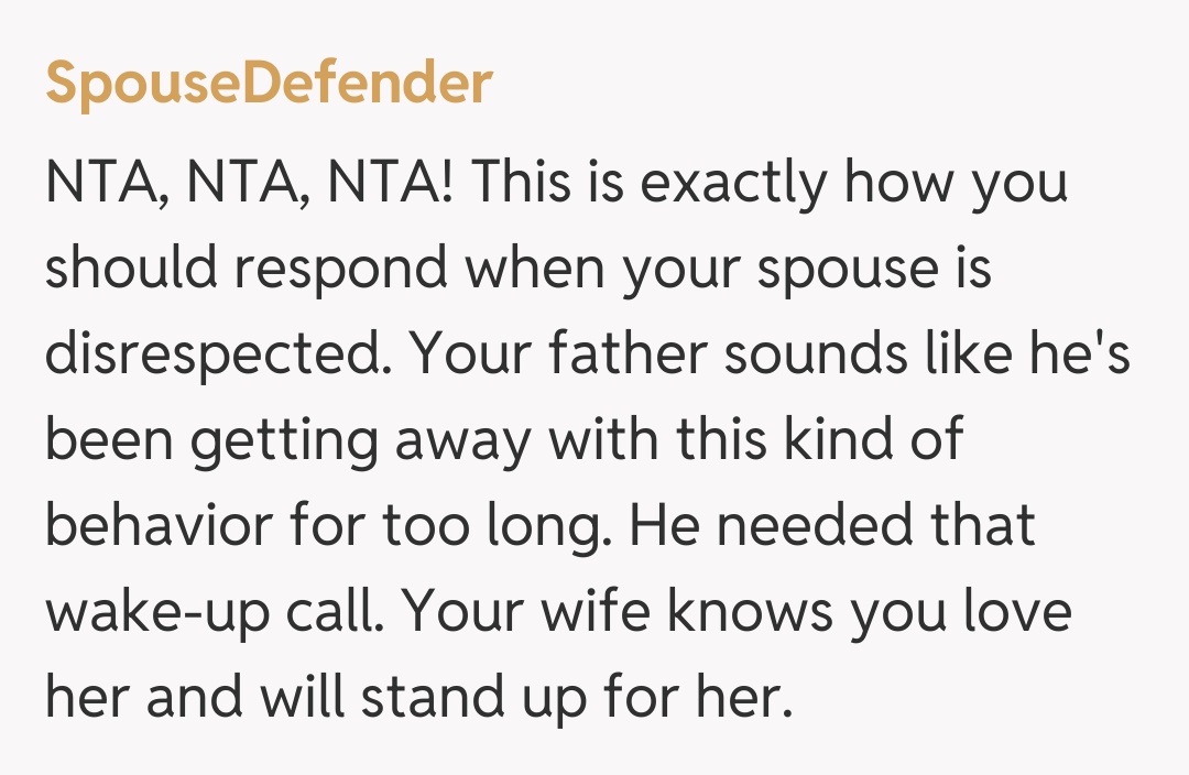 Comentariu de la SpouseDefender