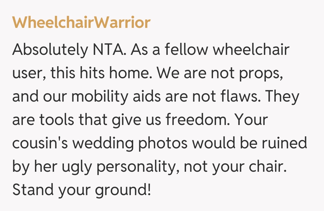 Comentariu de la WheelchairWarrior