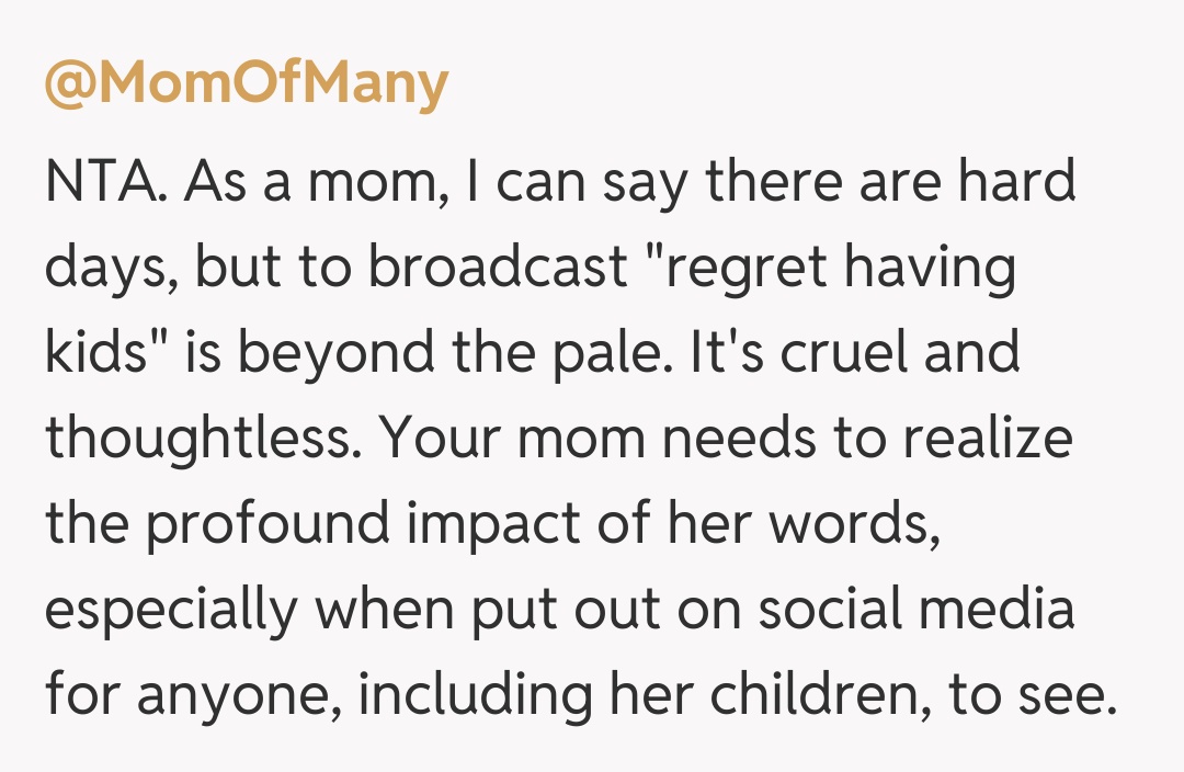 Comentariu de la @MomOfMany