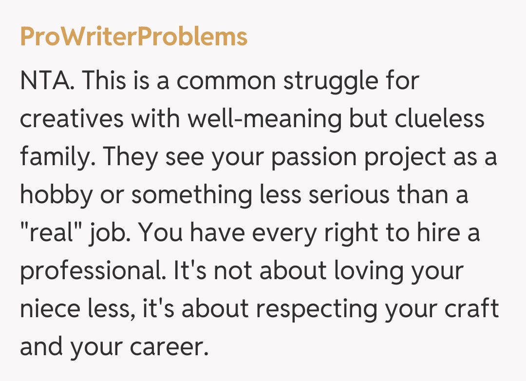 Comentariu de la ProWriterProblems