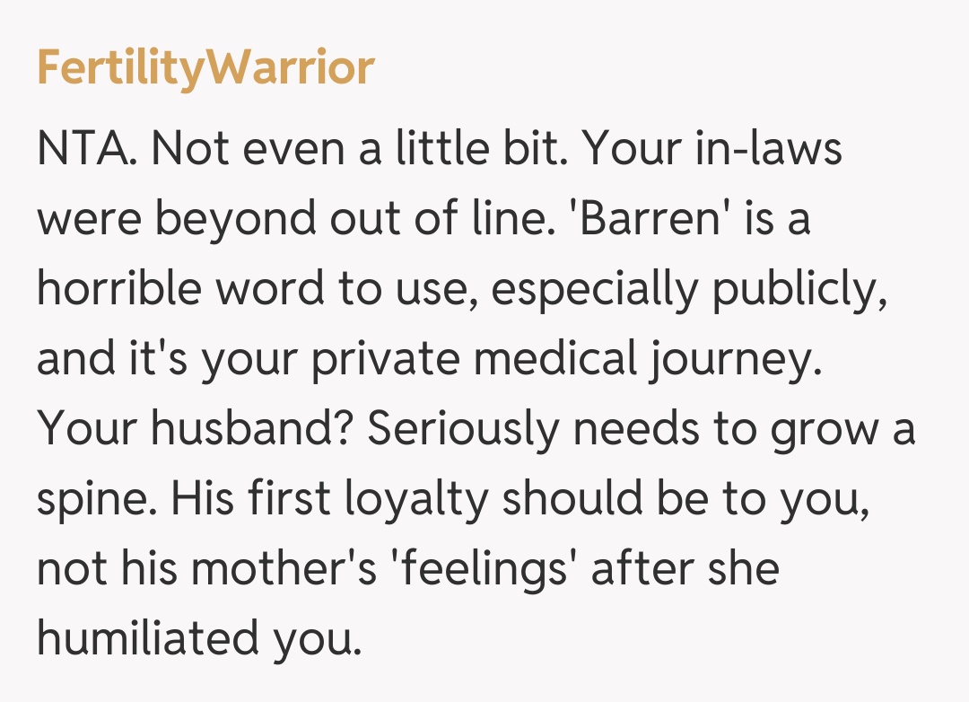 Comentariu de la FertilityWarrior
