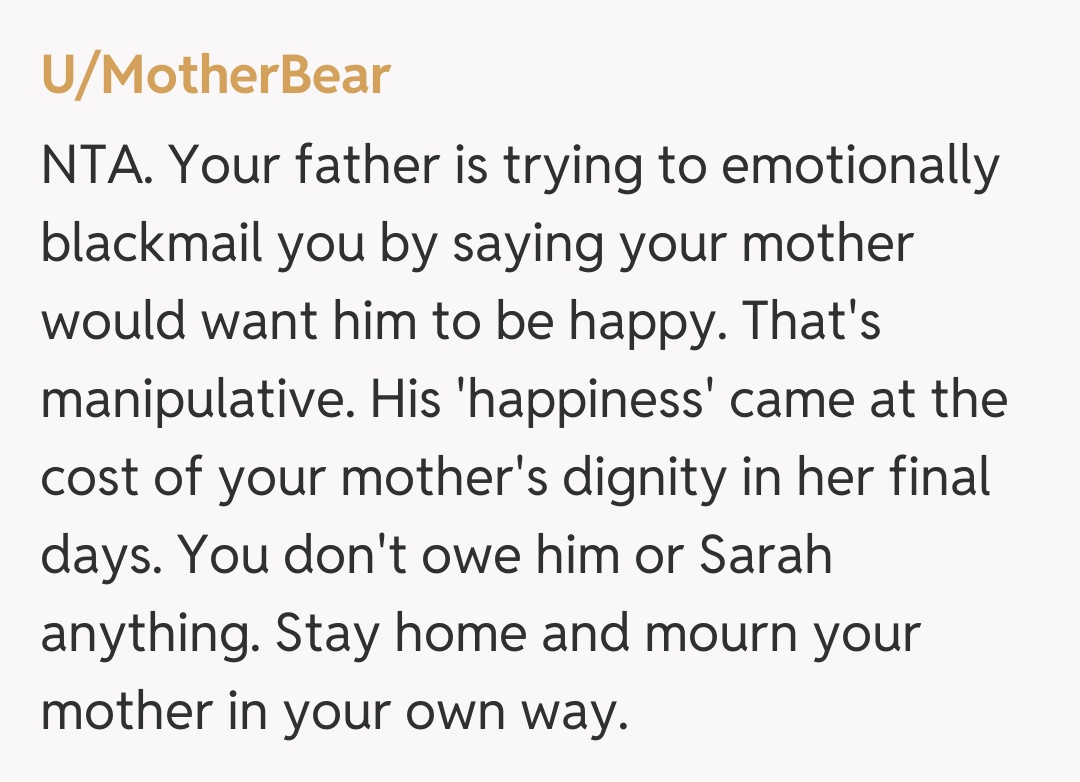 Comentariu de la U/MotherBear