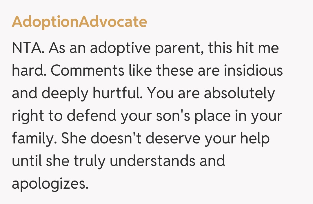 Comentariu de la AdoptionAdvocate