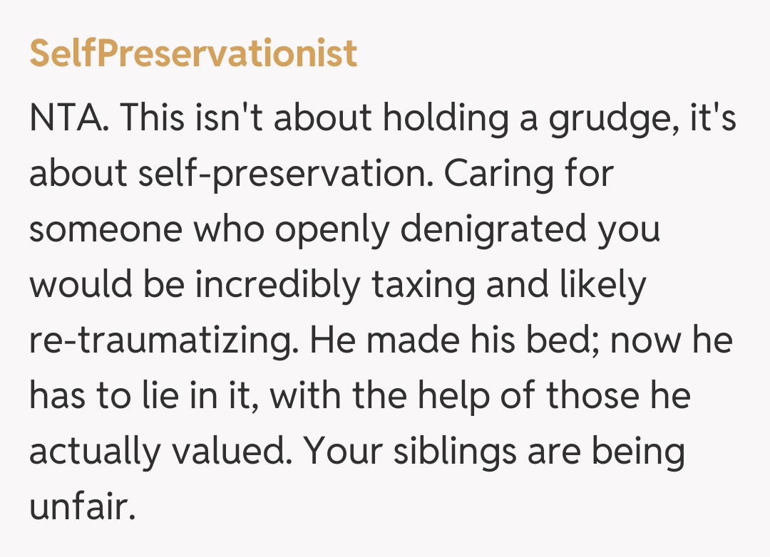 Comentariu de la SelfPreservationist