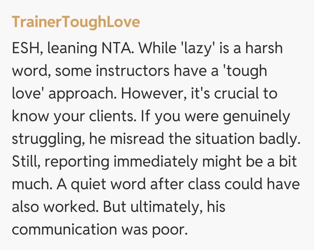 Comentariu de la TrainerToughLove