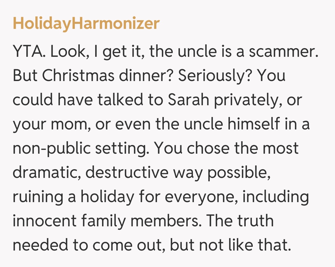 Comentariu de la HolidayHarmonizer