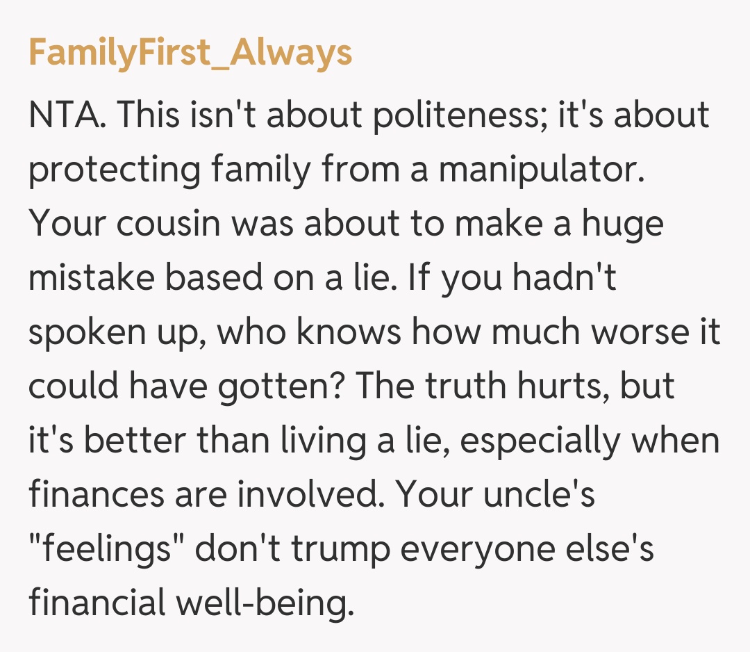 Comentariu de la FamilyFirst_Always