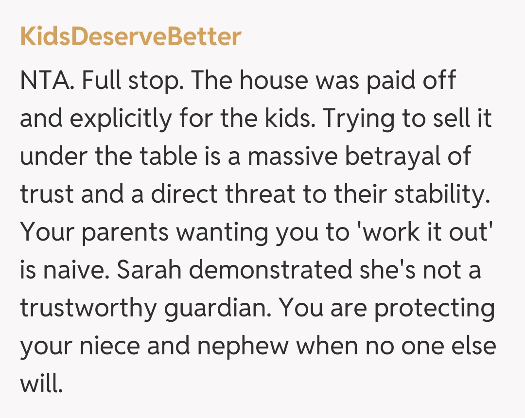 Comentariu de la KidsDeserveBetter