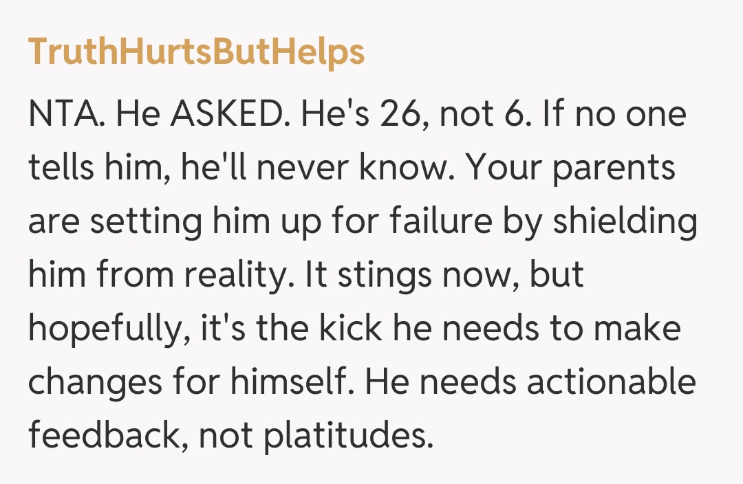 Comentariu de la TruthHurtsButHelps