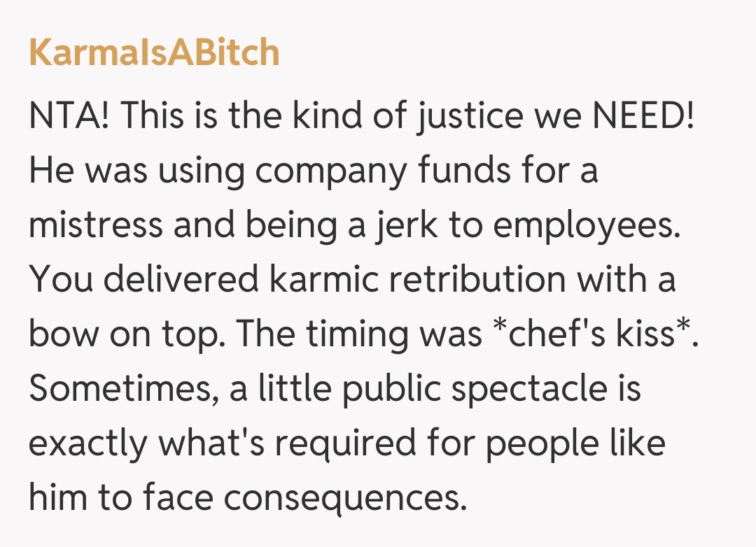 Comentariu de la KarmaIsABitch