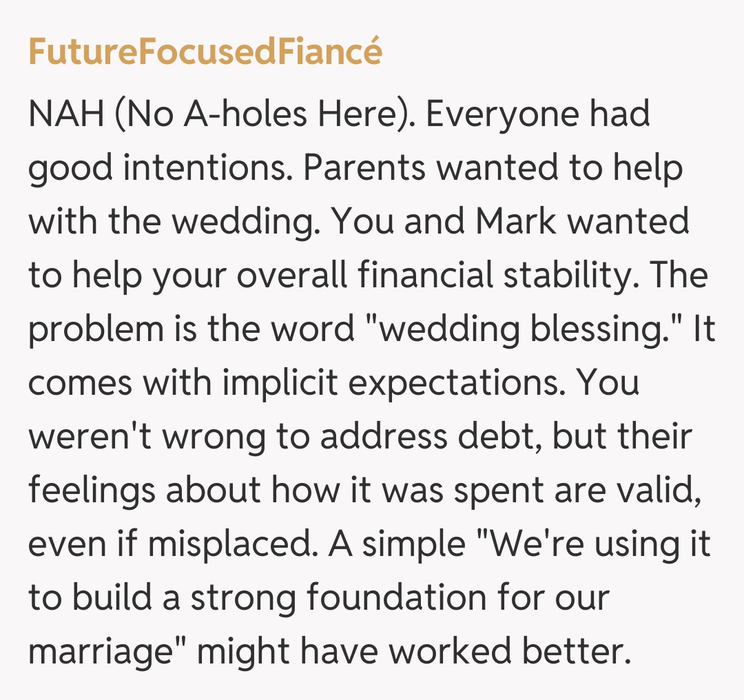 Comentariu de la FutureFocusedFiancé