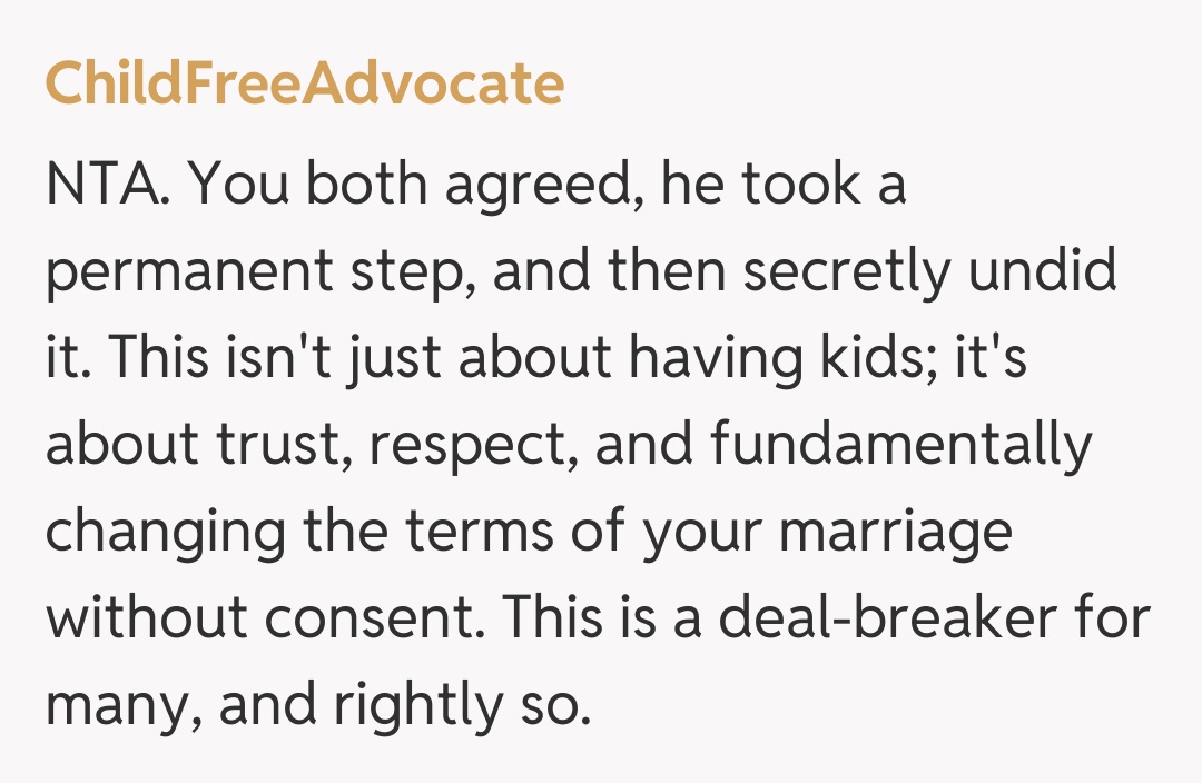 Comentariu de la ChildFreeAdvocate