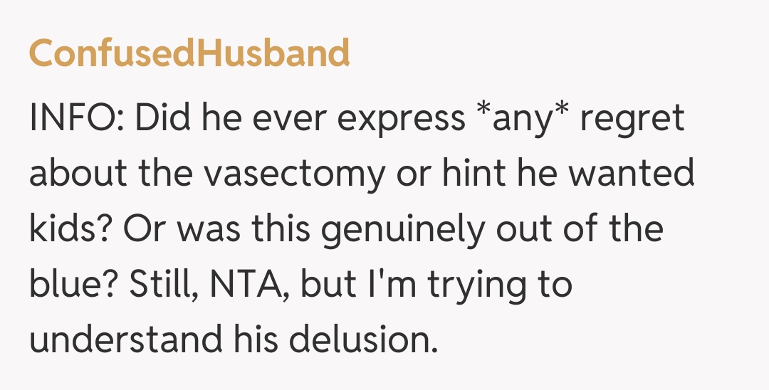 Comentariu de la ConfusedHusband