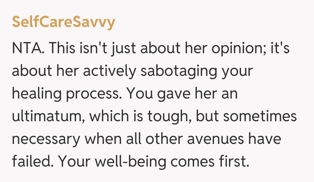 Comentariu de la SelfCareSavvy