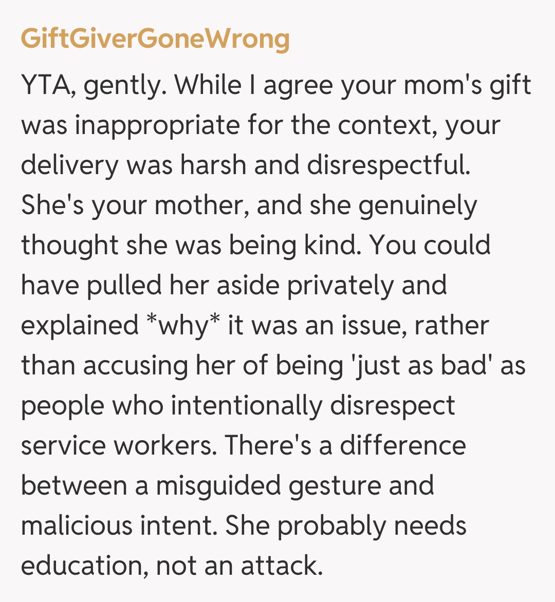 Comentariu de la GiftGiverGoneWrong