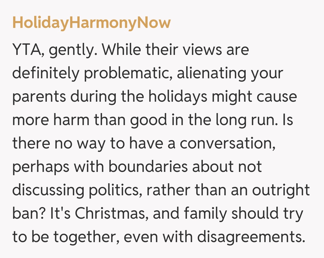 Comentariu de la HolidayHarmonyNow