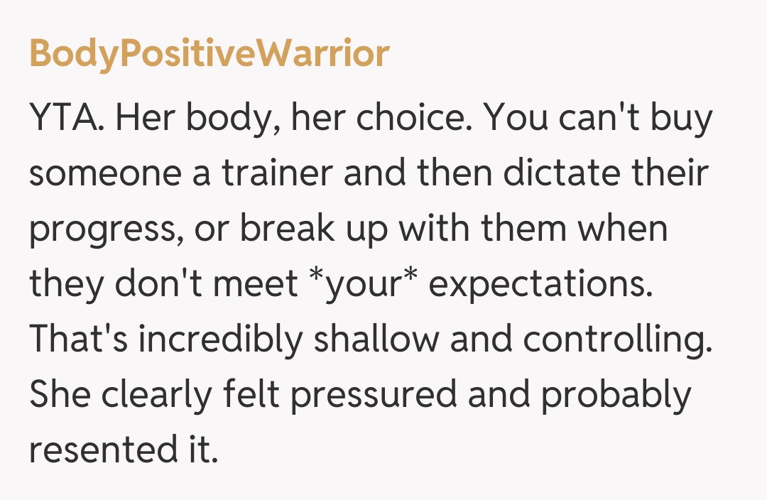 Comentariu de la BodyPositiveWarrior