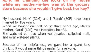 Photo of AITA for changing the locks on my house while my mother-in-law was at the grocery store because she wouldn’t give back her key?