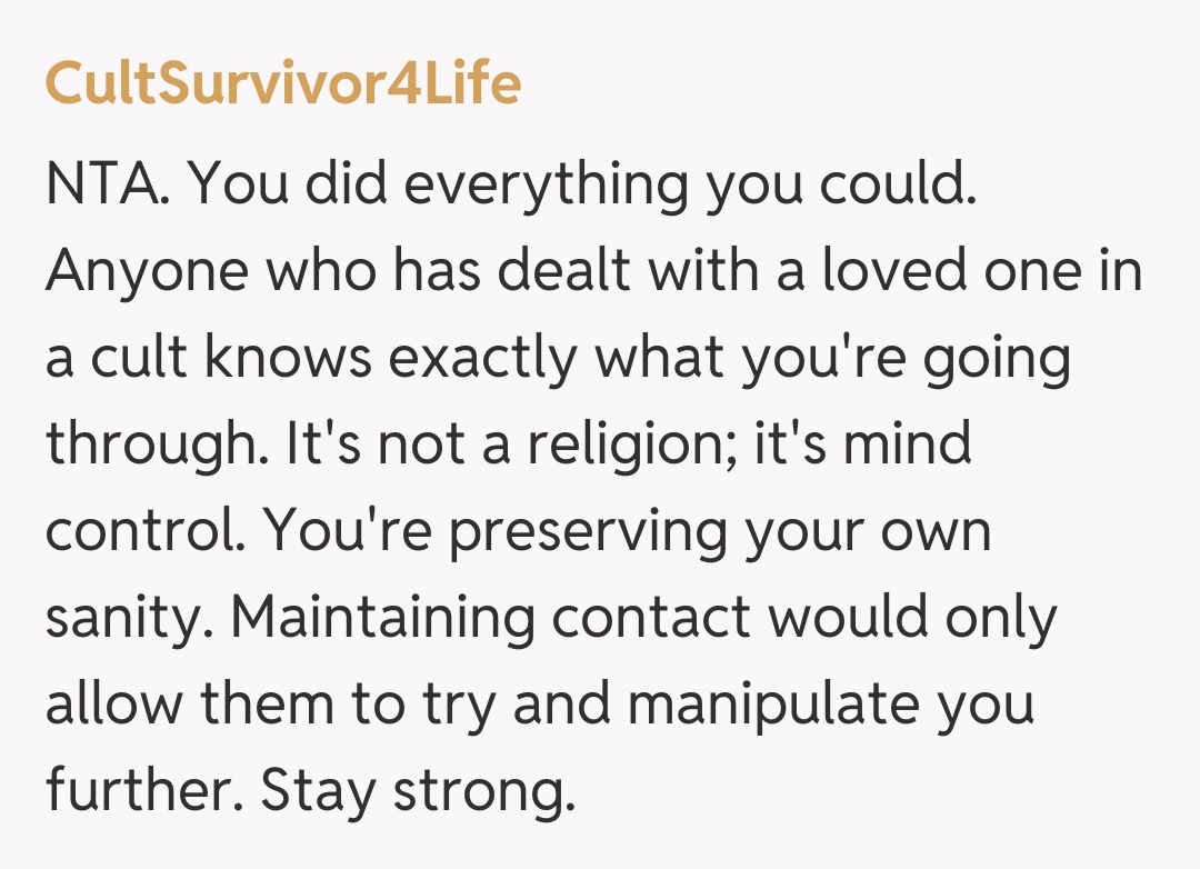 Comentariu de la CultSurvivor4Life