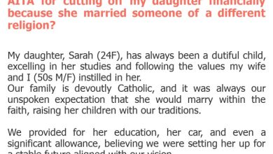 Photo of AITA for cutting off my daughter financially because she married someone of a different religion?