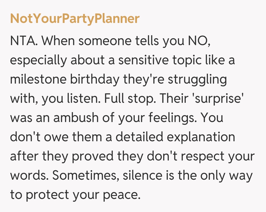 Comentariu de la NotYourPartyPlanner