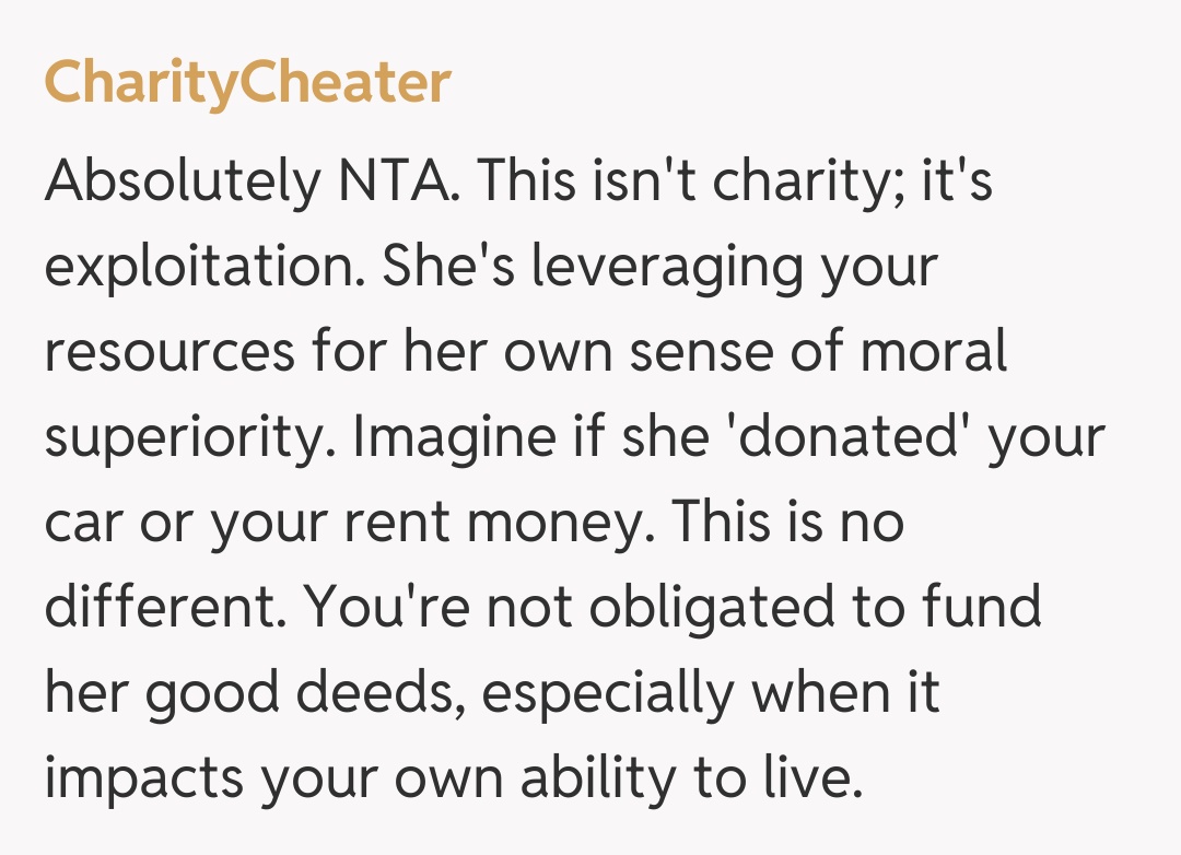 Comentariu de la CharityCheater