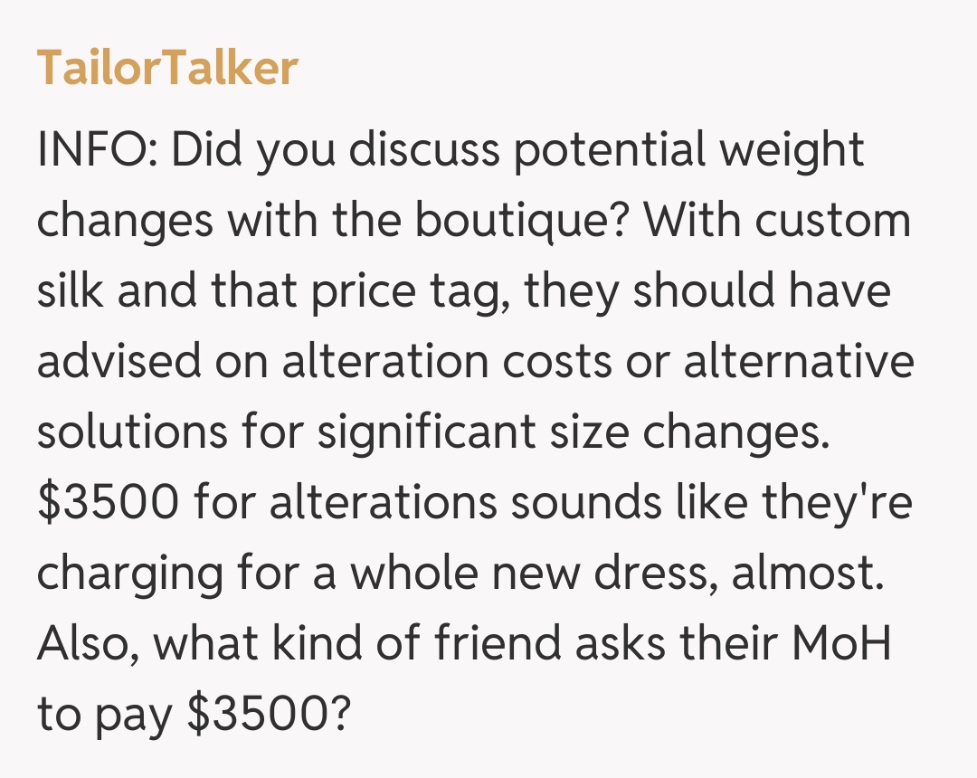 Comentariu de la TailorTalker