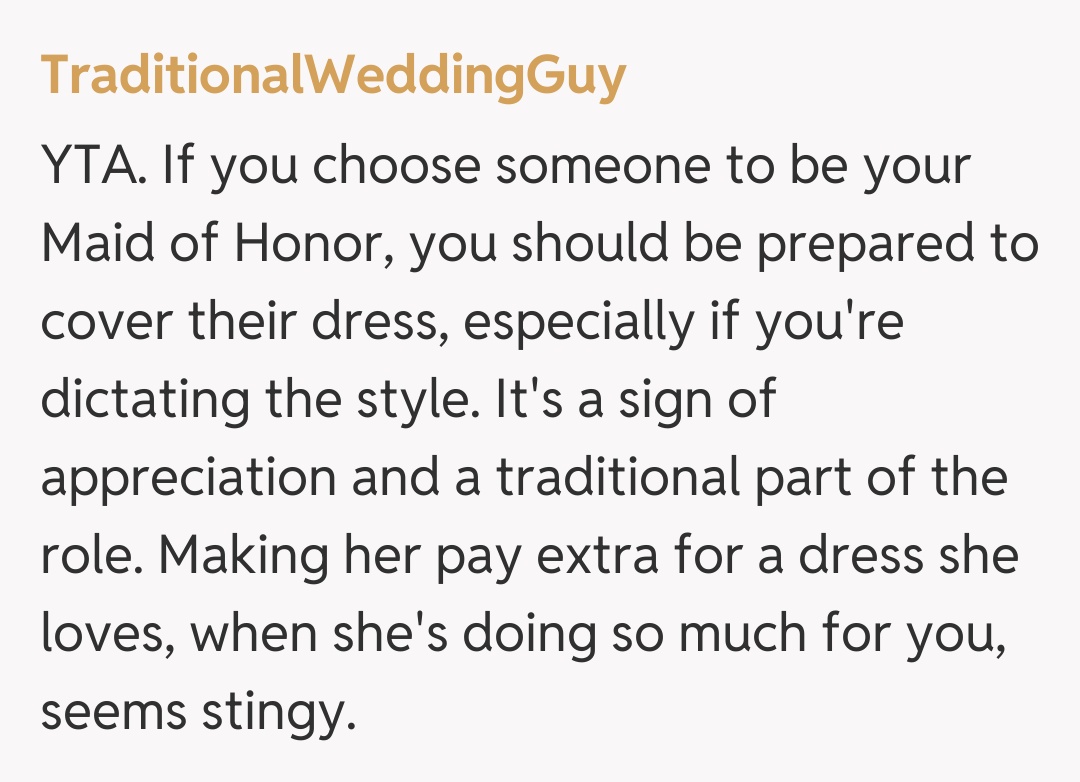 Comentariu de la TraditionalWeddingGuy