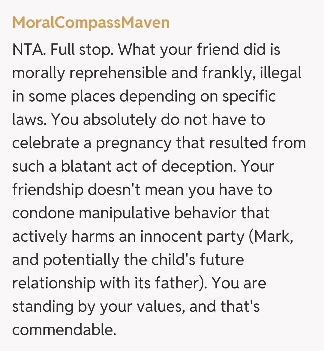 Comentariu de la MoralCompassMaven