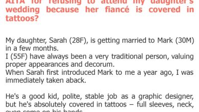 Photo of AITA for refusing to attend my daughter’s wedding because her fiancé is covered in tattoos?